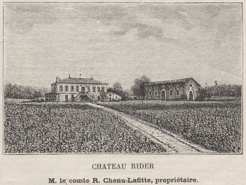 BOURGEAIS. BOURG. Chateau Rider. Chenu-Lafitte. Bordeaux. SMALL 1908 old print